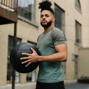 Zyia Active Green Stripe Ombre Short Sleeve Top